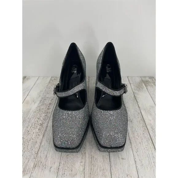 Gianni Bini 2-Night Disco Glitter Silver Rhinestone Platform Pumps Size 10M - Picture 4 of 8